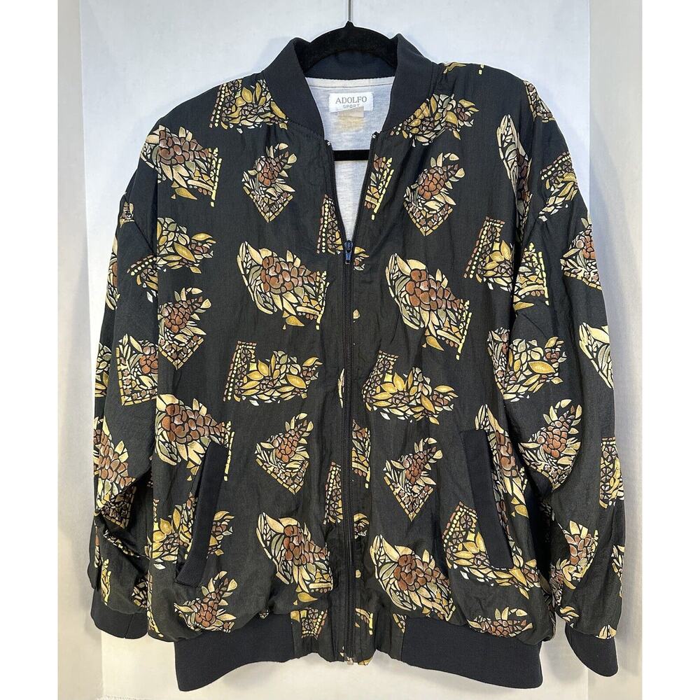 VINTAGE Adolfo Sport 80s 90s Bomber Jacket Unique PRINT’S For All SEASON! Sz.L